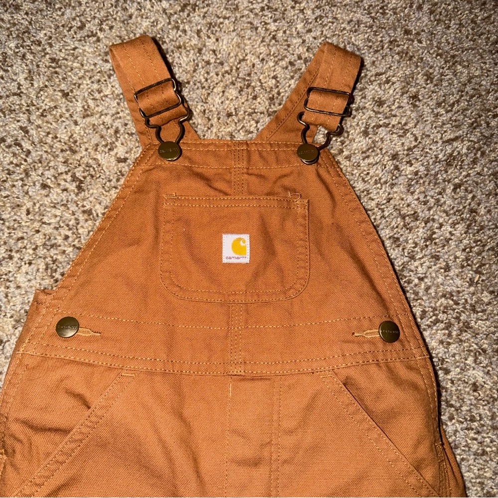 Carhartt Toddler Washed Canvas Duck Bib Overalls Carhartt  Brown Size 3T - Picture 3 of 7